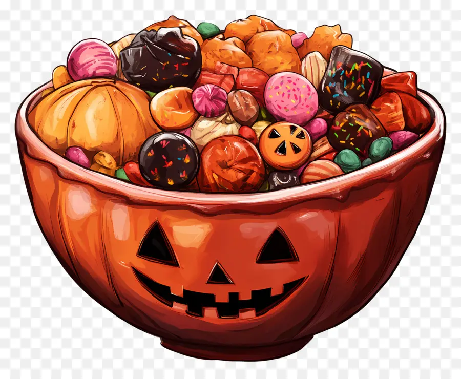 Bol De Bonbons D'halloween，Bol De Bonbons à La Citrouille PNG