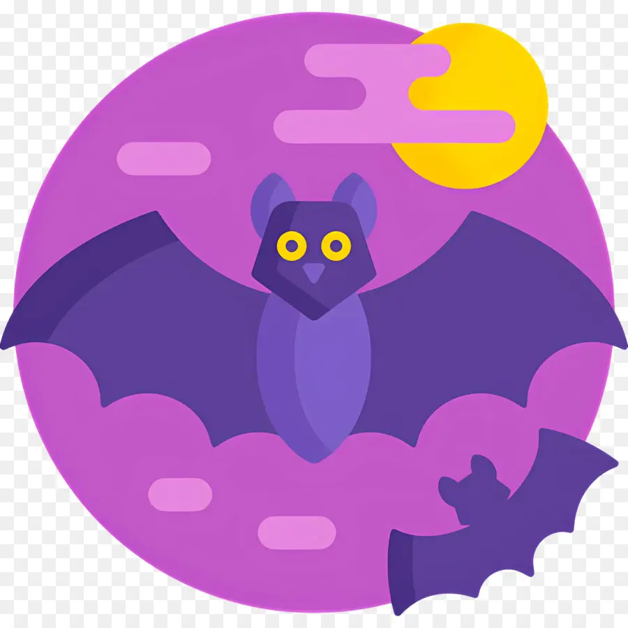 Lune D'halloween，Chauve Souris Violette PNG