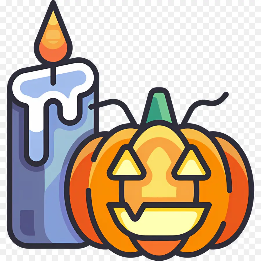 Bougies D'halloween，Citrouille Avec Bougie PNG