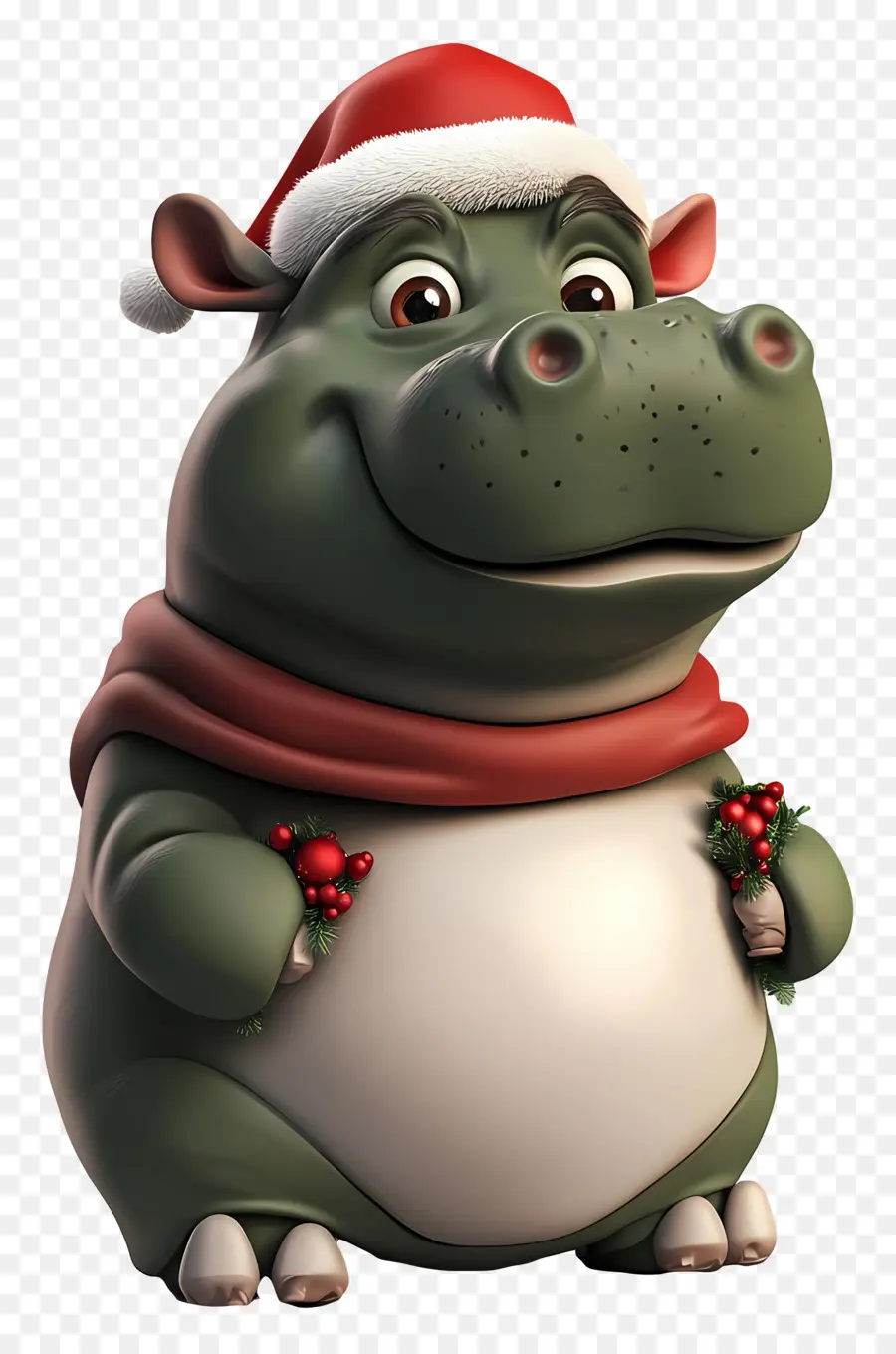 Hippopotame De Noël，Hippopotame Avec Cadeau PNG