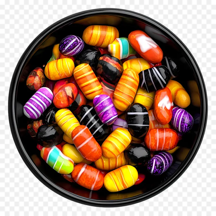 Bol De Bonbons D'halloween，Bonbons Colorés PNG