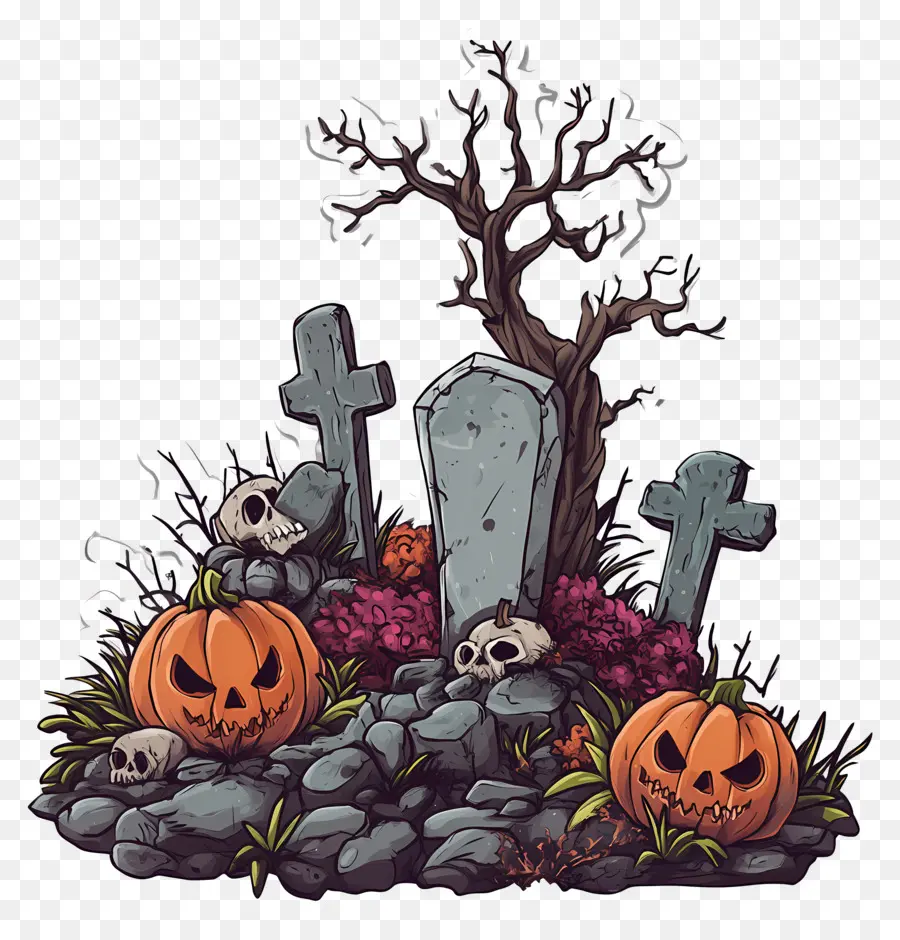 Cimetière D'halloween，Cimetière PNG