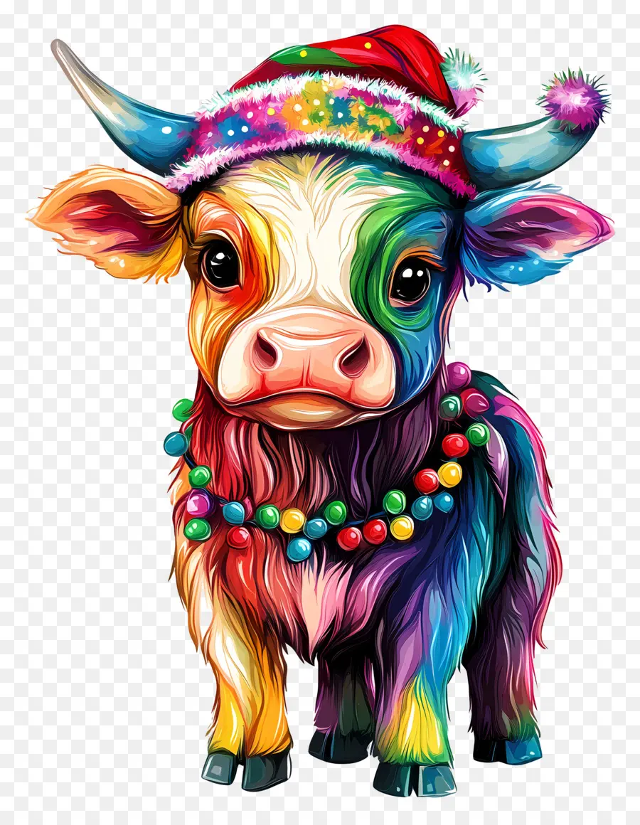 Vache De Noël，Vache Colorée PNG