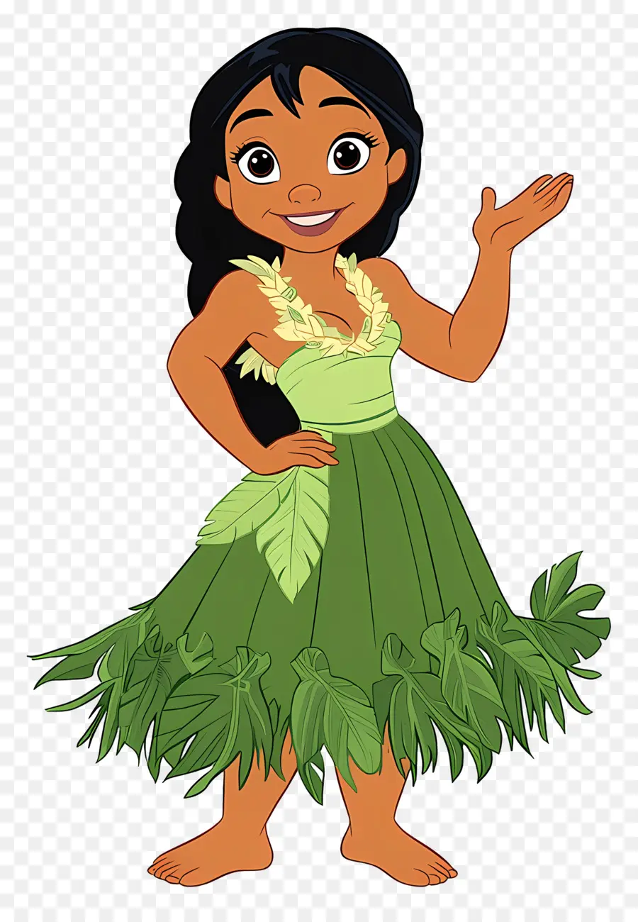 Personnage De Lilo，Fille De Dessin Animé En Robe PNG