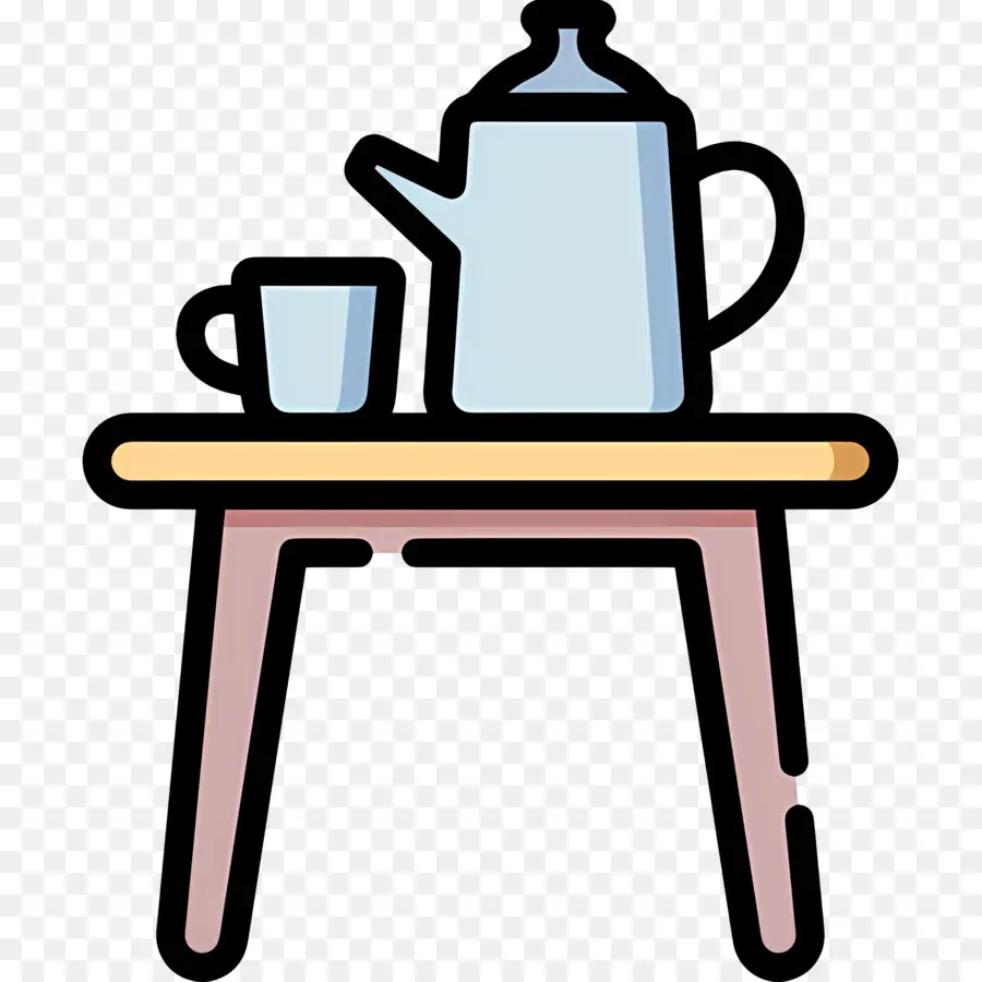 Table Basse，Théière Et Tasse Sur Table PNG