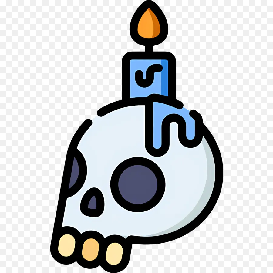 Bougies D'halloween，Crâne Avec Bougie PNG