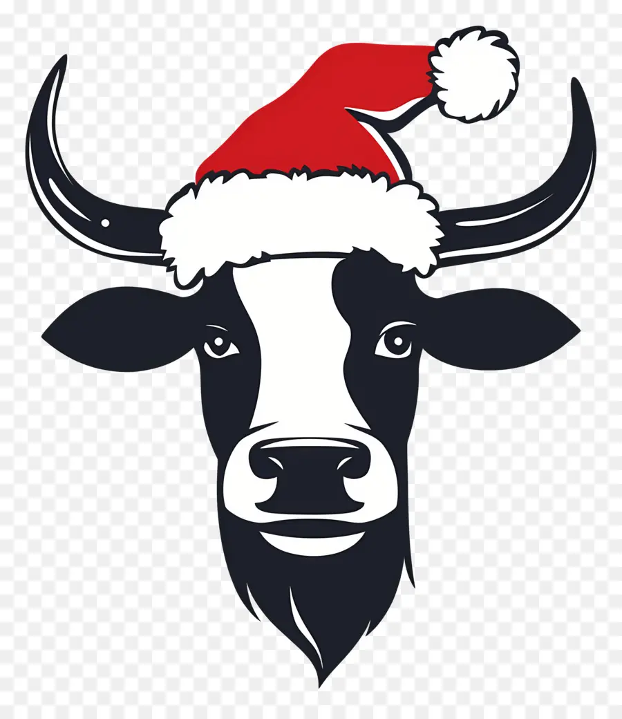 Vache De Noël，Vache Réaliste Avec Chapeau De Père Noël PNG