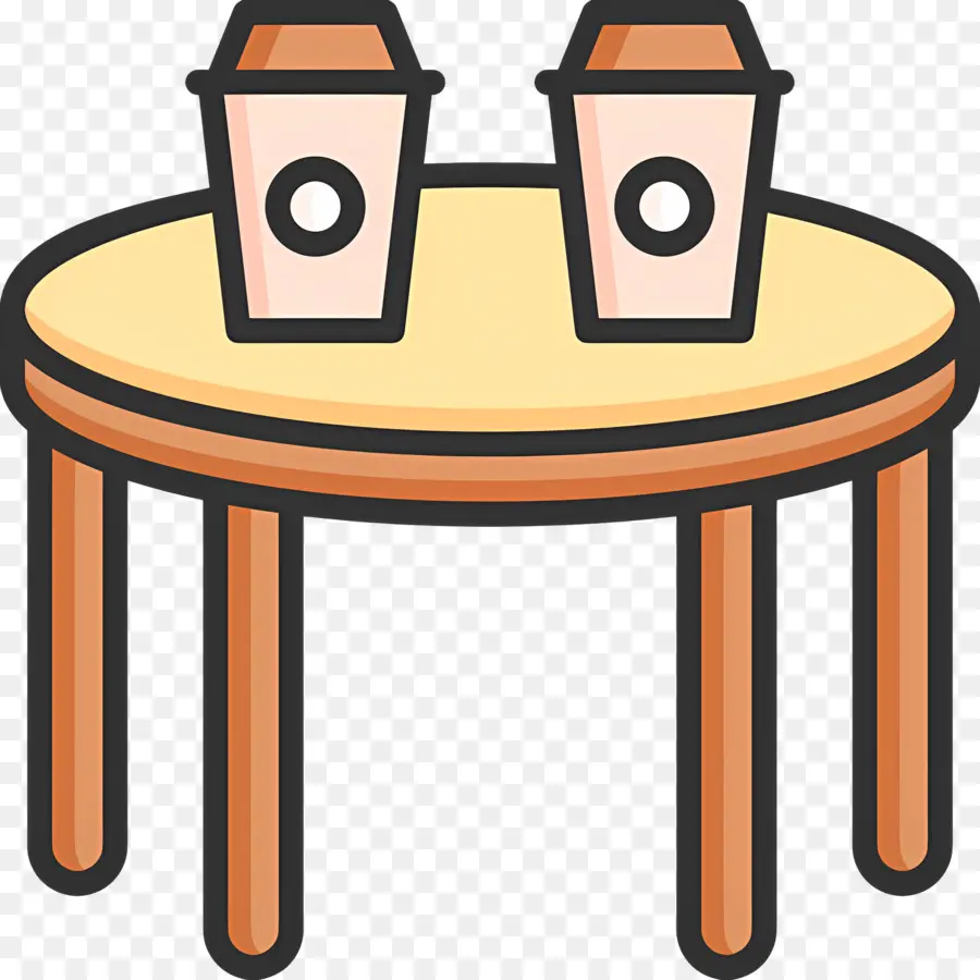 Table Basse，Table Avec Tasses à Emporter PNG