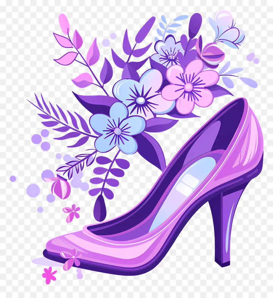 Chaussure à Talons Aiguilles，Talon Haut Fleuri PNG