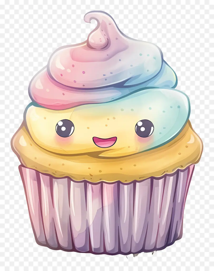 Cupcake Kawaii，Petit Gâteau Coloré PNG