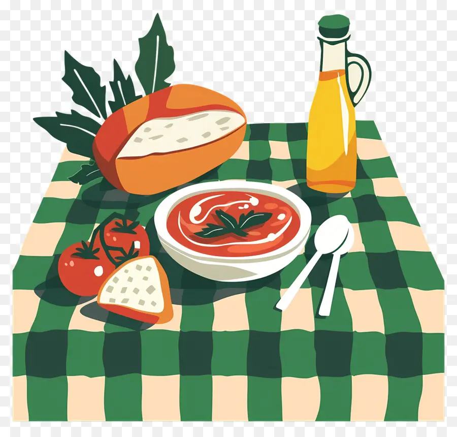 Table De Pique Nique，Soupe Et Pain PNG