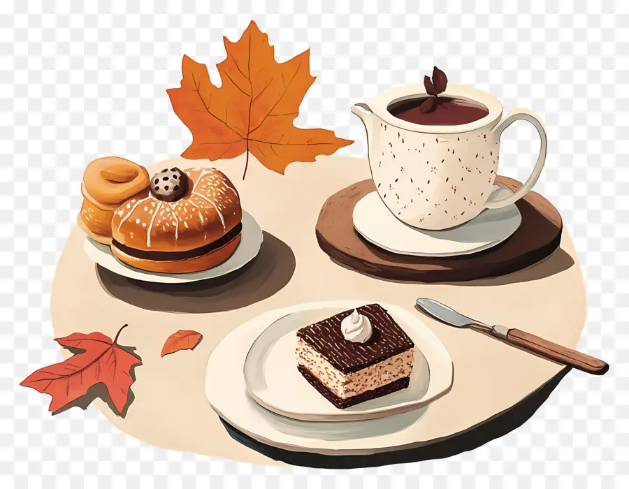 Thé De L'après Midi D'automne，Desserts D'automne PNG