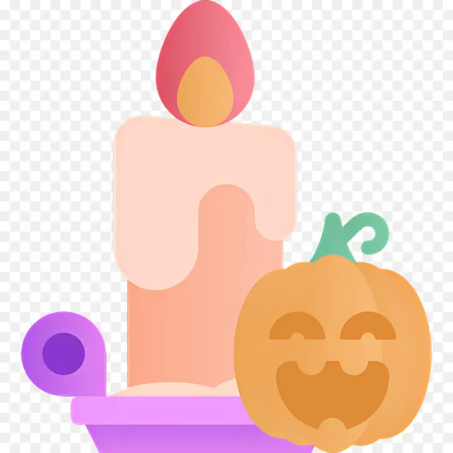 Bougies D'halloween，Bougie Et Citrouille PNG