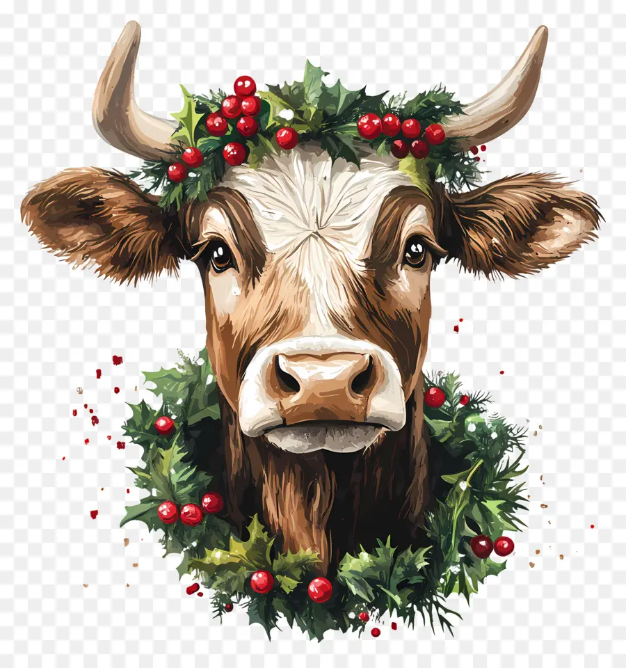 Vache De Noël，Vache Festive PNG