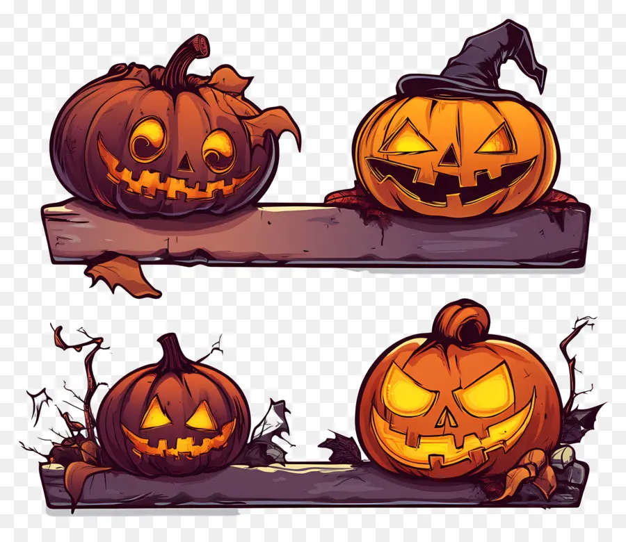 Modèle De Bannière D'halloween，Jack O' Lanternes PNG