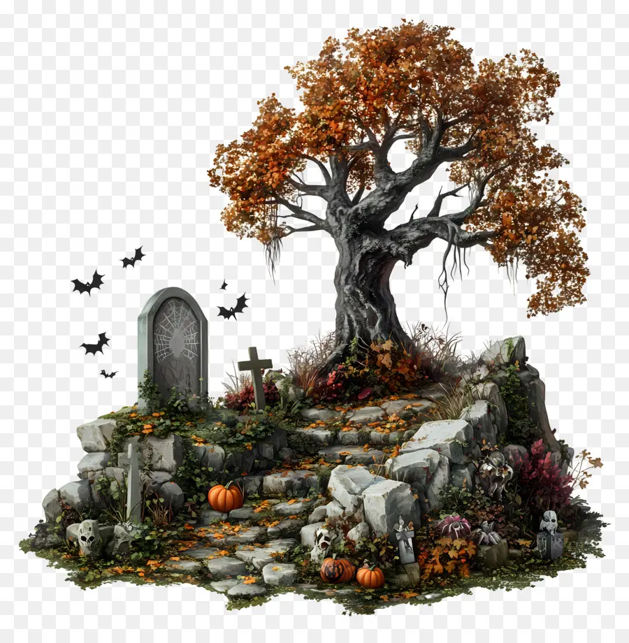 Cimetière D'halloween，Cimetière D'automne PNG