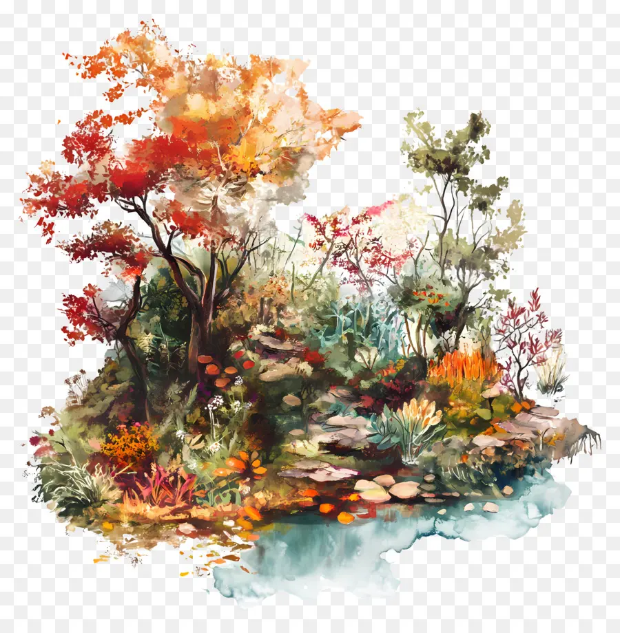 Jardin D'automne，Paysage D'automne PNG