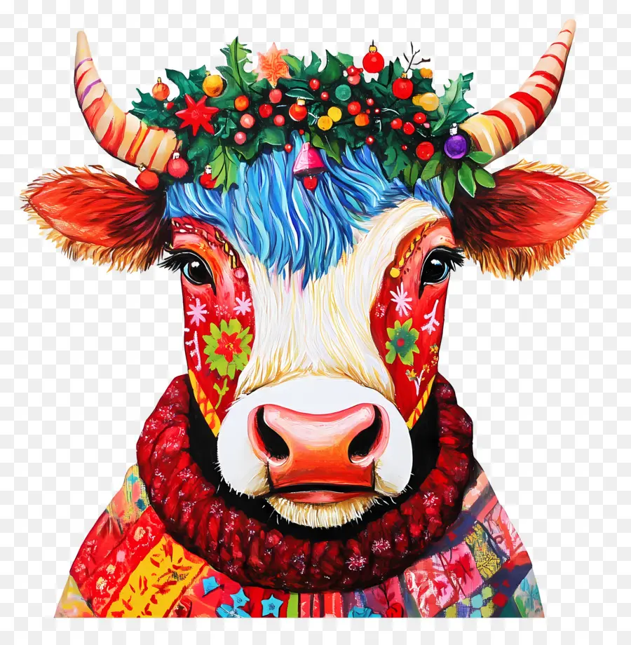 Vache De Noël，Vache Festive PNG