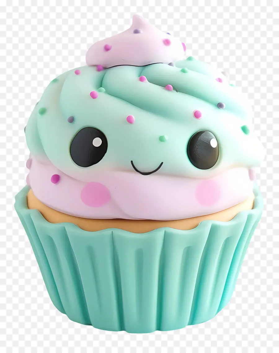 Cupcake Kawaii，Petit Gâteau Souriant PNG