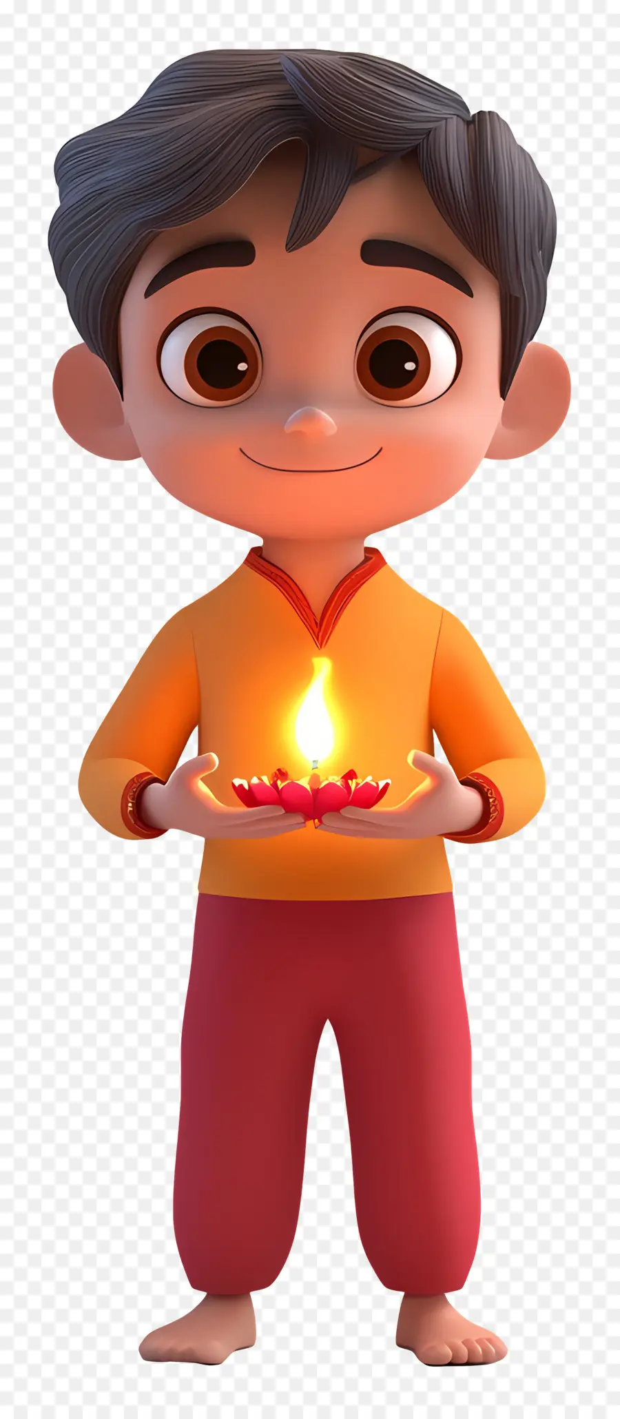 Deepavali，Garçon Avec Diya PNG