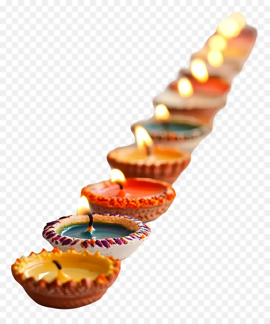 Deepavali，Rangée De Diyas PNG