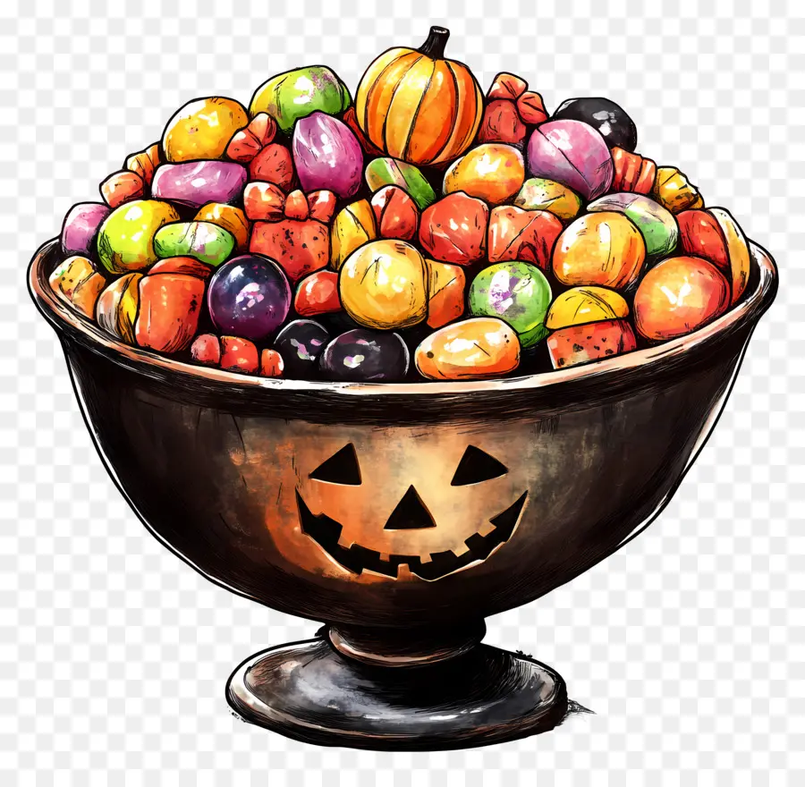 Bol De Bonbons D'halloween，Bol De Bonbons à La Citrouille PNG