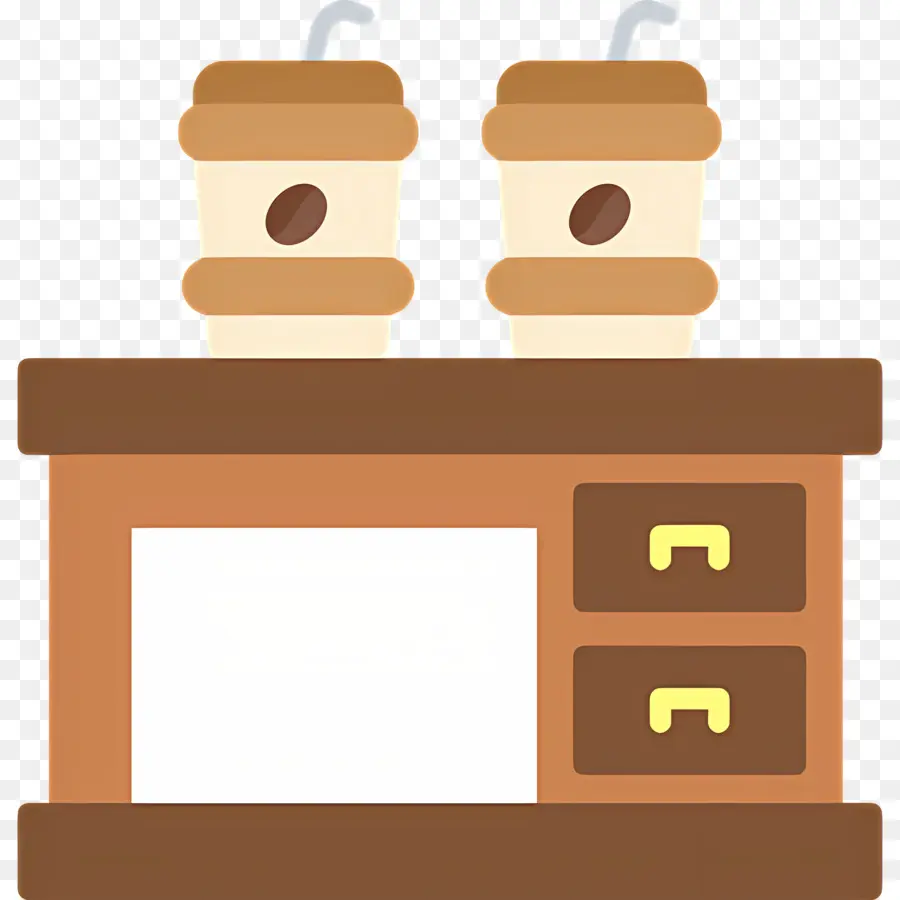 Table Basse，Tasses à Café Sur Le Cabinet PNG