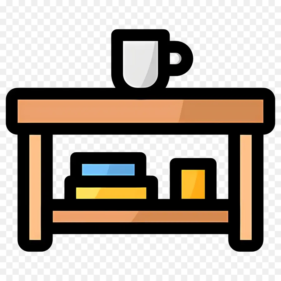 Table Basse，Table Avec Tasse Et Livres PNG