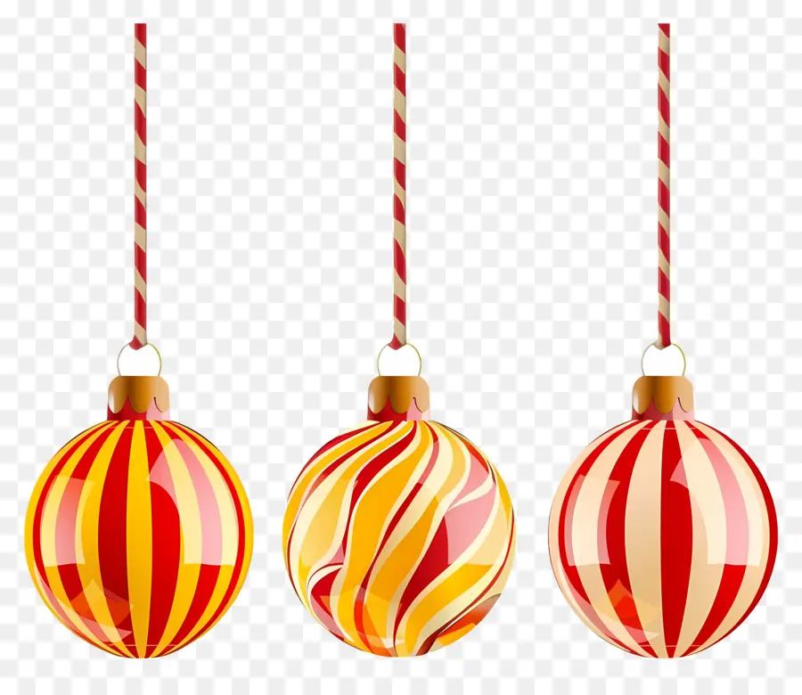 Boules De Noël Suspendues，Ornements Rayés PNG