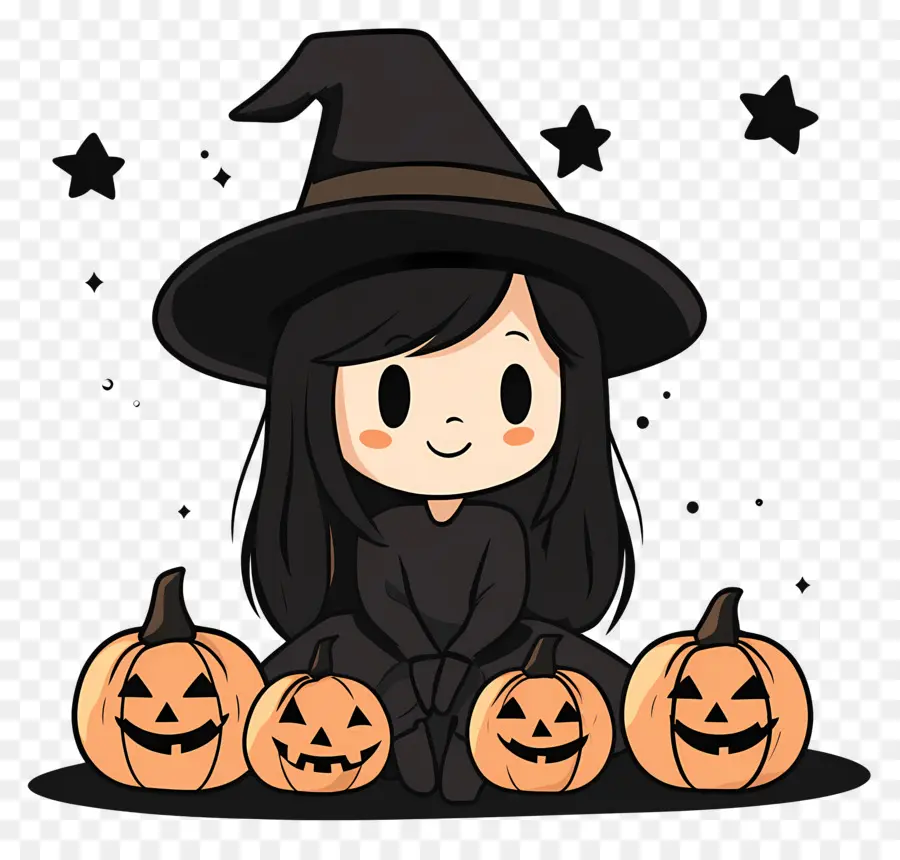 Nuit D'halloween，Sorcière Mignonne PNG