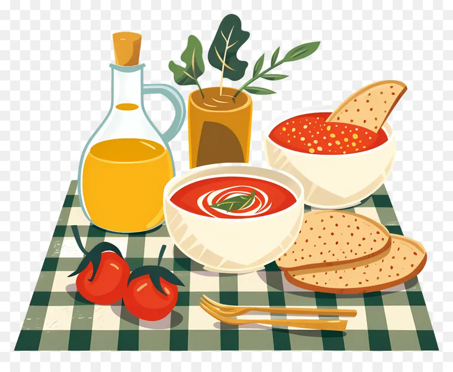 Table De Pique Nique，Soupe Et Pain PNG