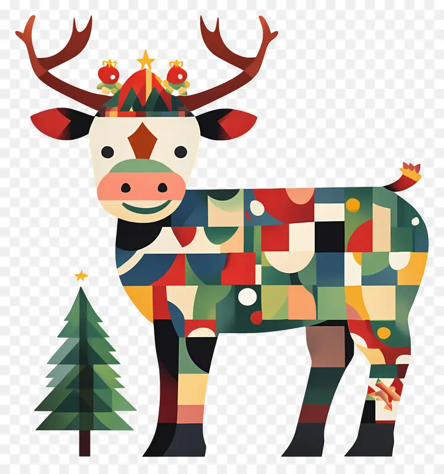 Vache De Noël，Renne Coloré PNG