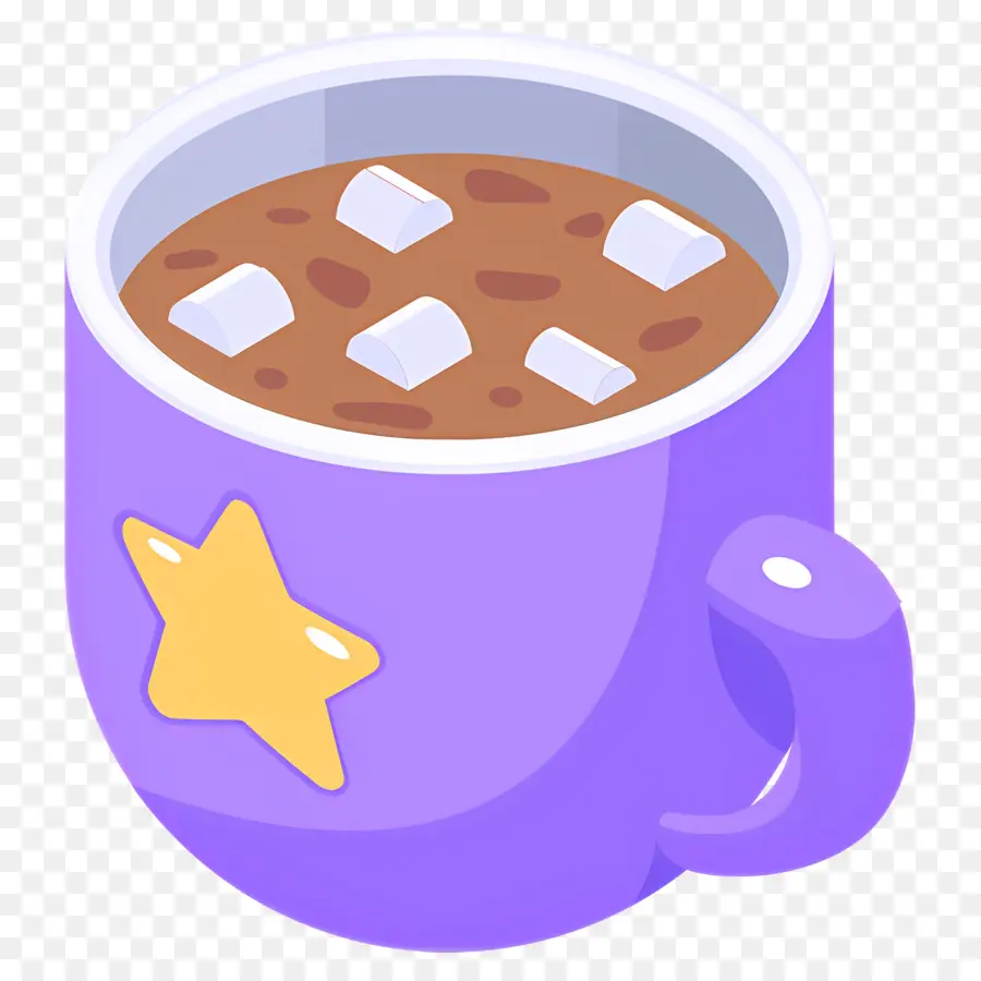 Café Froid，Tasse Violette Avec Guimauves PNG