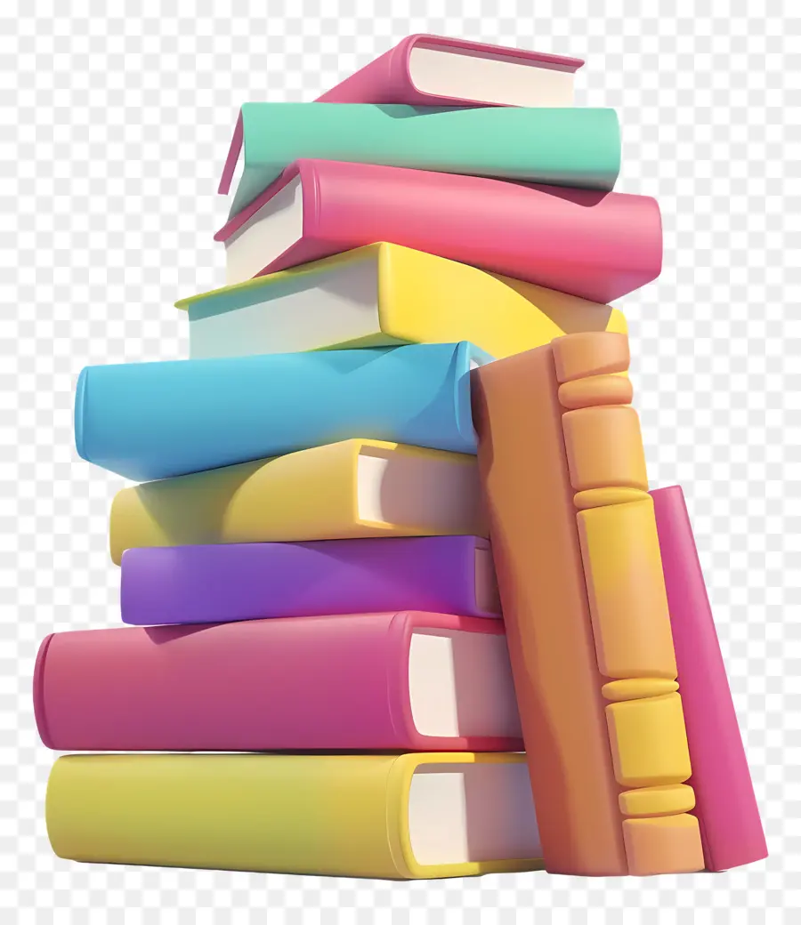 Livres Animés，Pile De Livres Pastel PNG