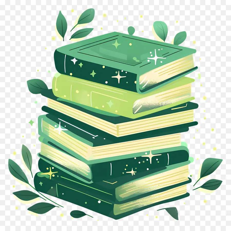 Livres Verts，Pile De Livres PNG