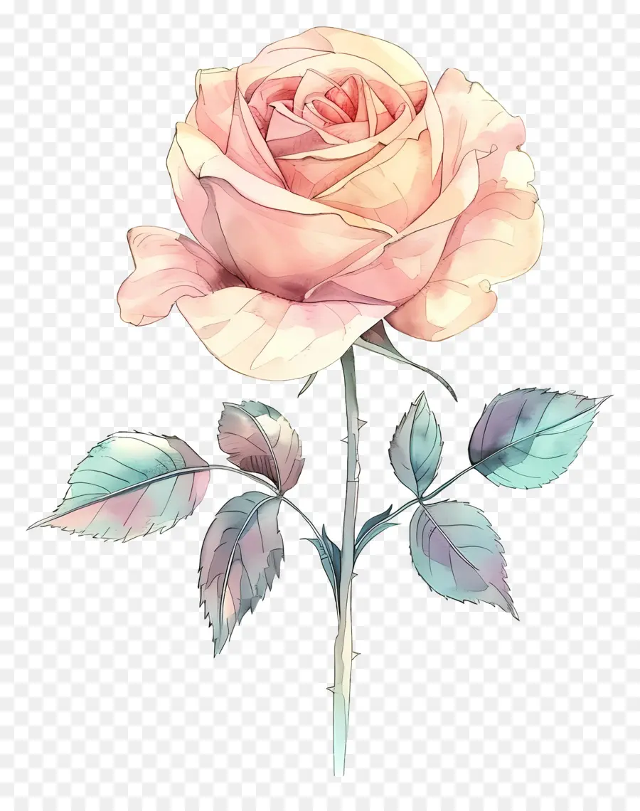 Aquarelle Rose，Rose Rouge PNG