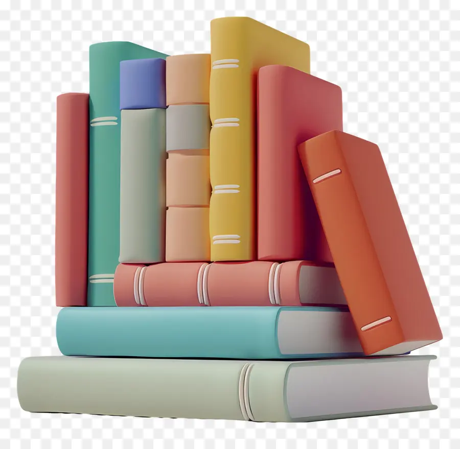 Livres Animés，Pile De Livres Colorés Avec Des Formes PNG