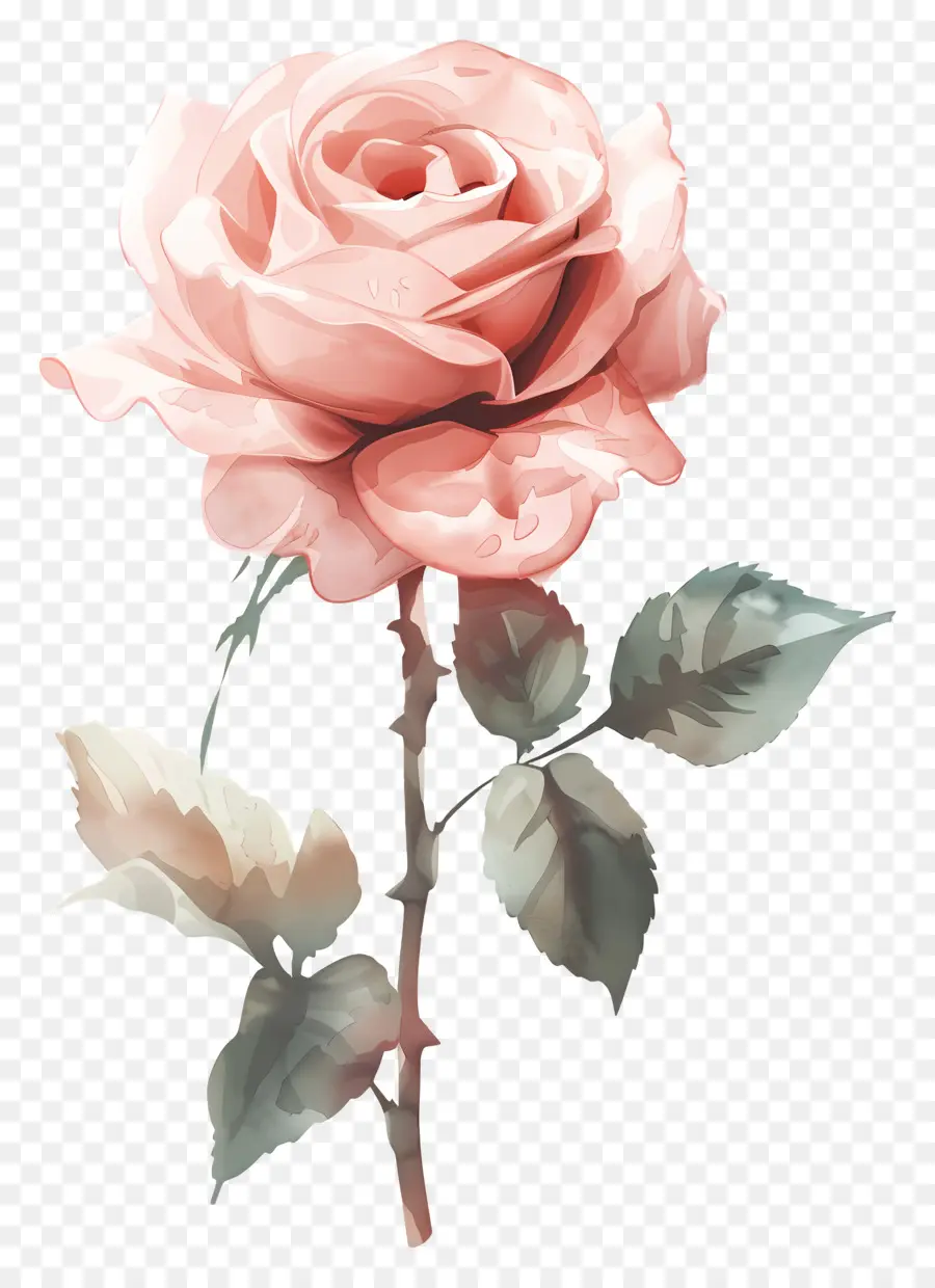 Aquarelle Rose，Rose Rouge PNG