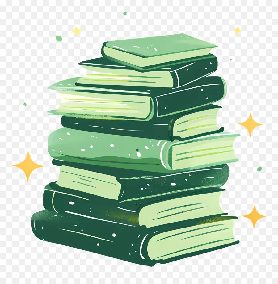 Livres Verts，Pile De Livres PNG