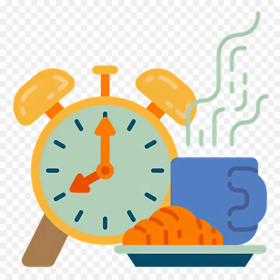 Petit Déjeuner Au Café，Horloge Et Café PNG