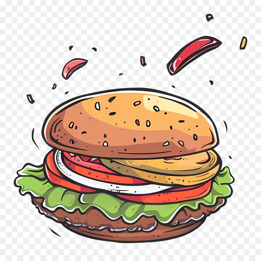 Burger Animé，Hamburger PNG