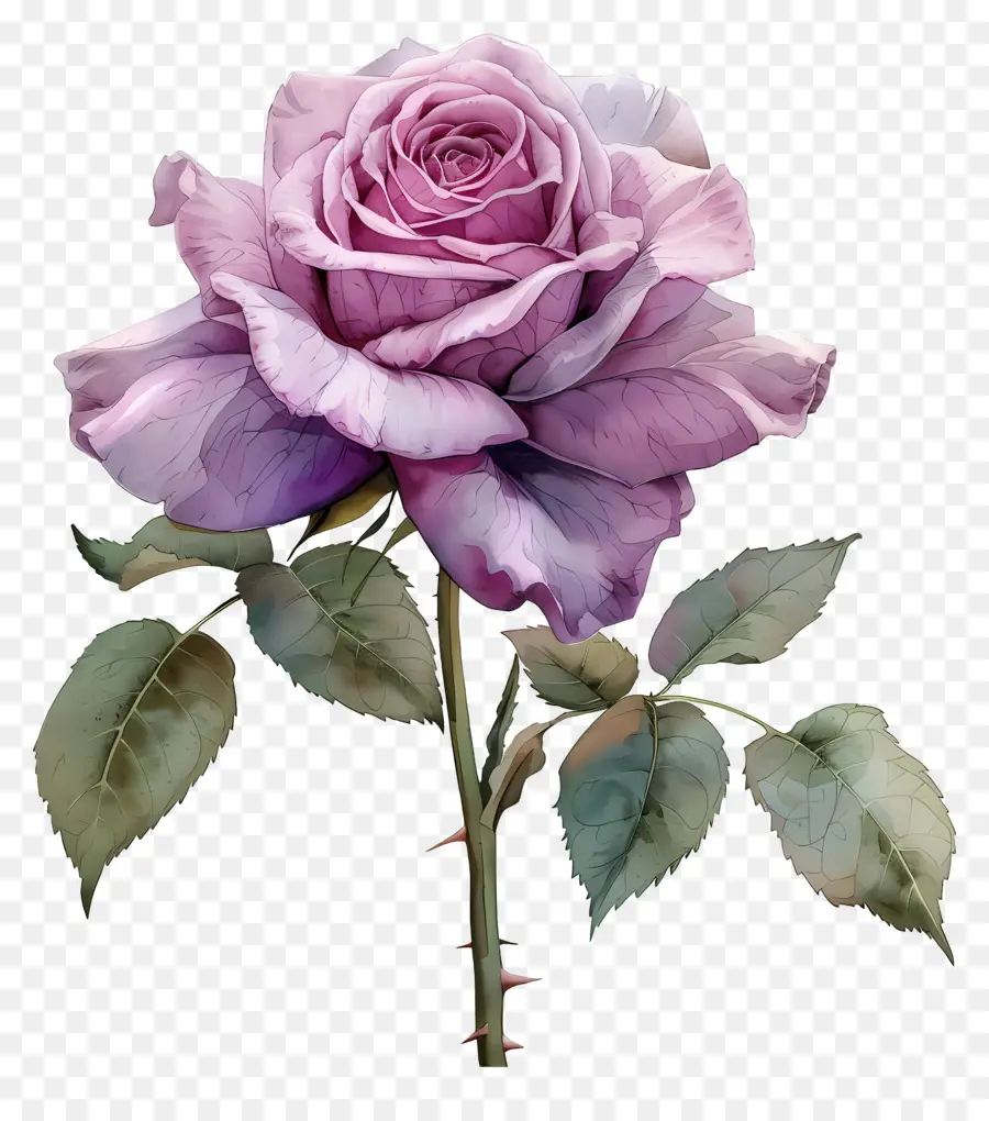 Aquarelle Rose，Roses Violettes PNG