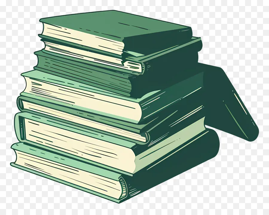 Livres Verts，Pile De Livres PNG