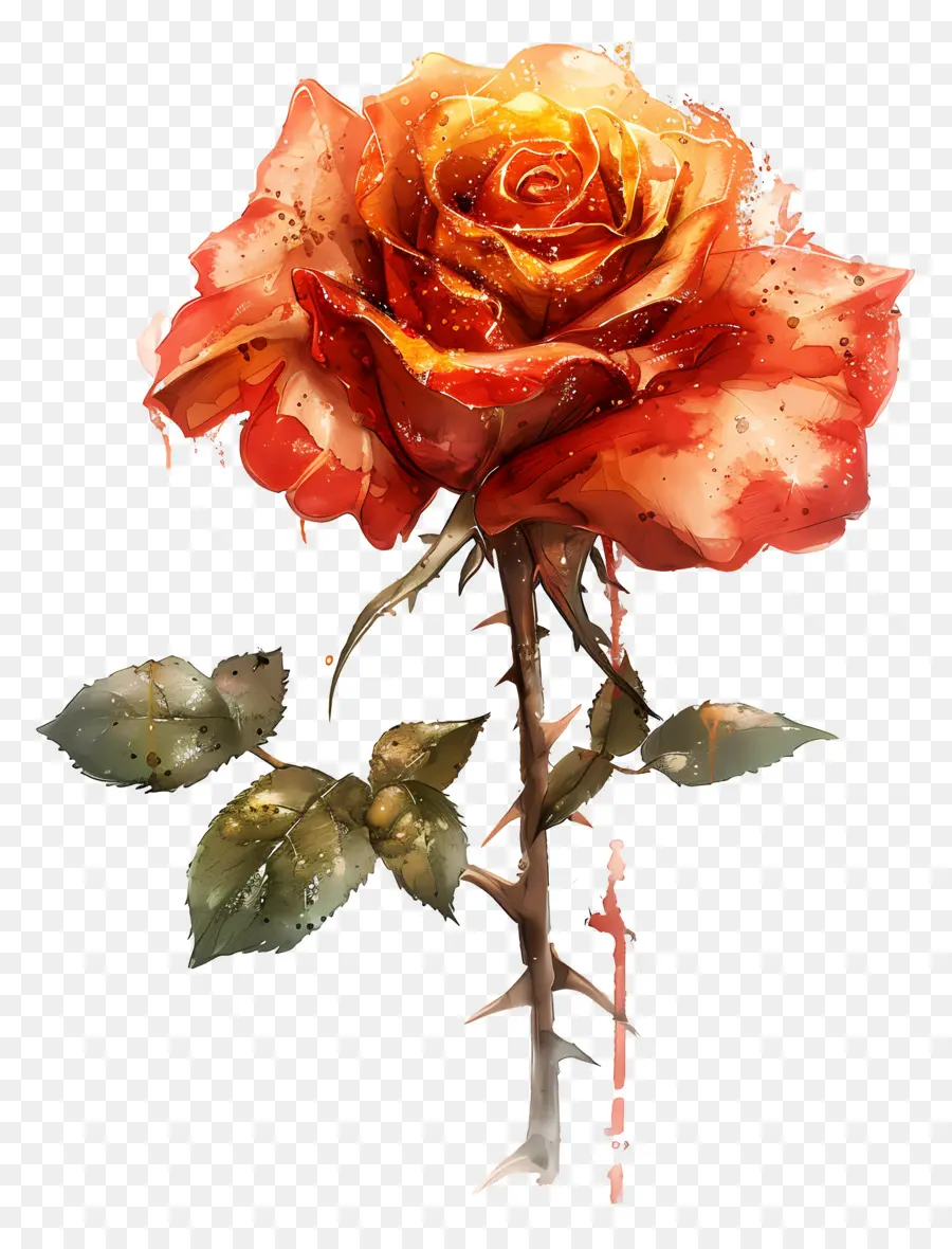 Aquarelle Rose，Roses Rouges PNG