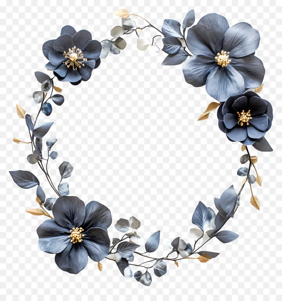 Fleurs De Mariage，Couronne De Fleurs Bleues PNG