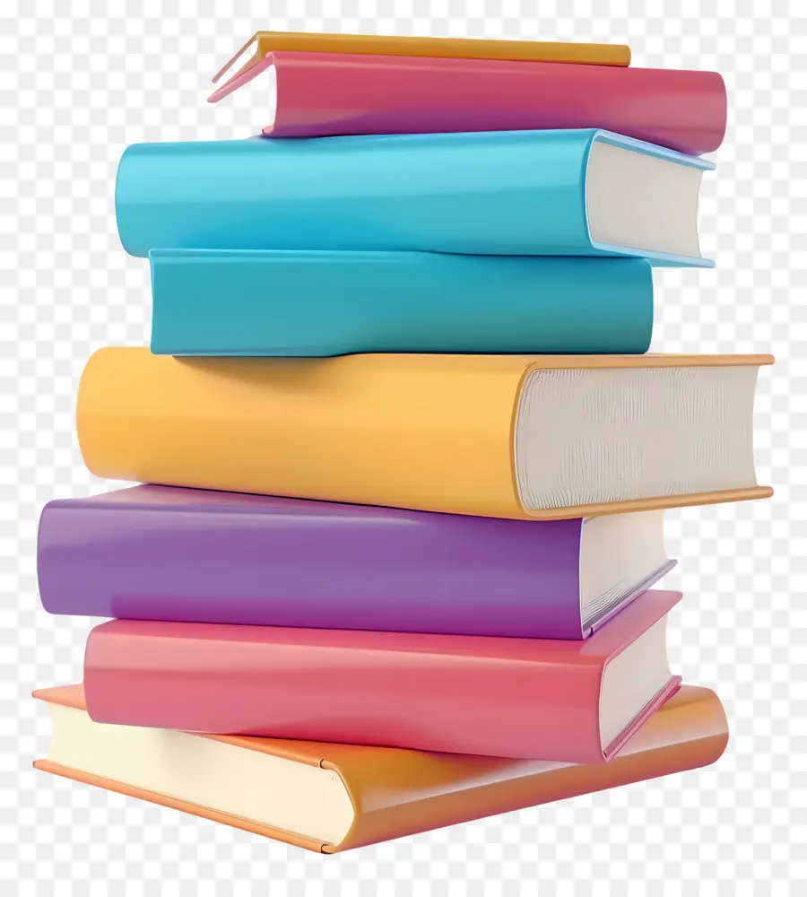 Livres Animés，Pile De Livres Pastel PNG