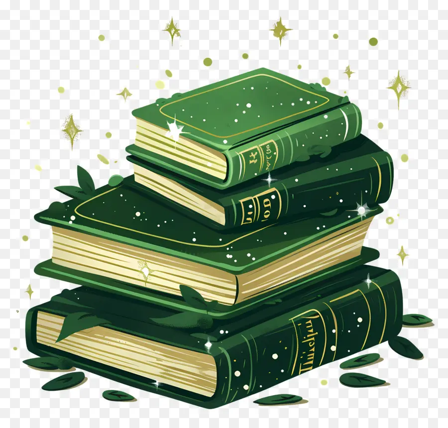 Livres Verts，Pile De Livres PNG