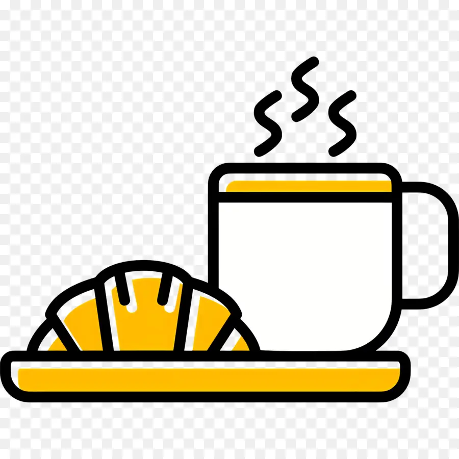 Petit Déjeuner Au Café，Café Et Croissants PNG