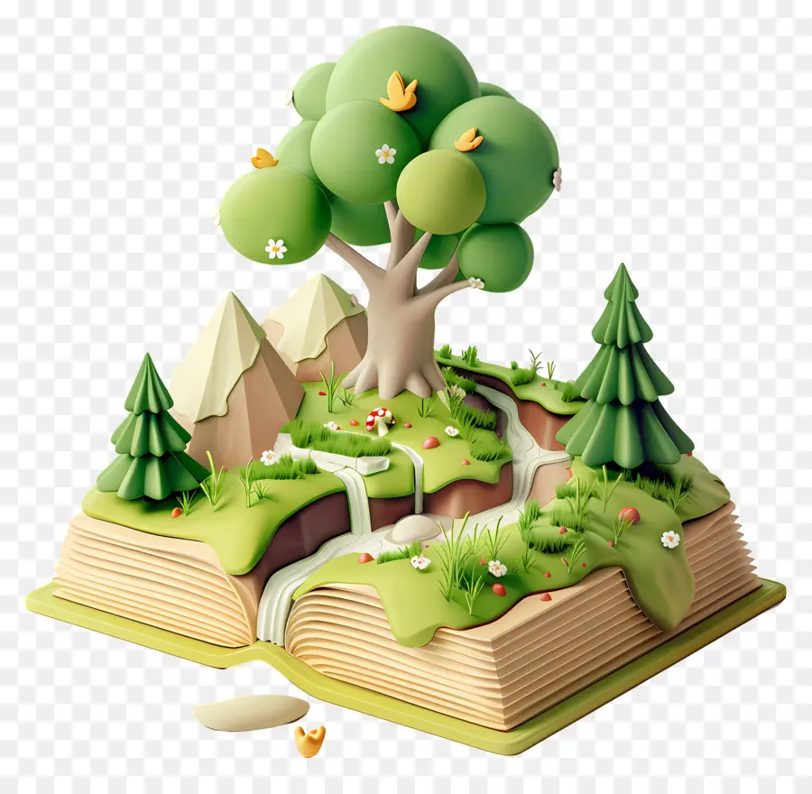 Livres Animés，Livre Ouvert Avec Forêt PNG