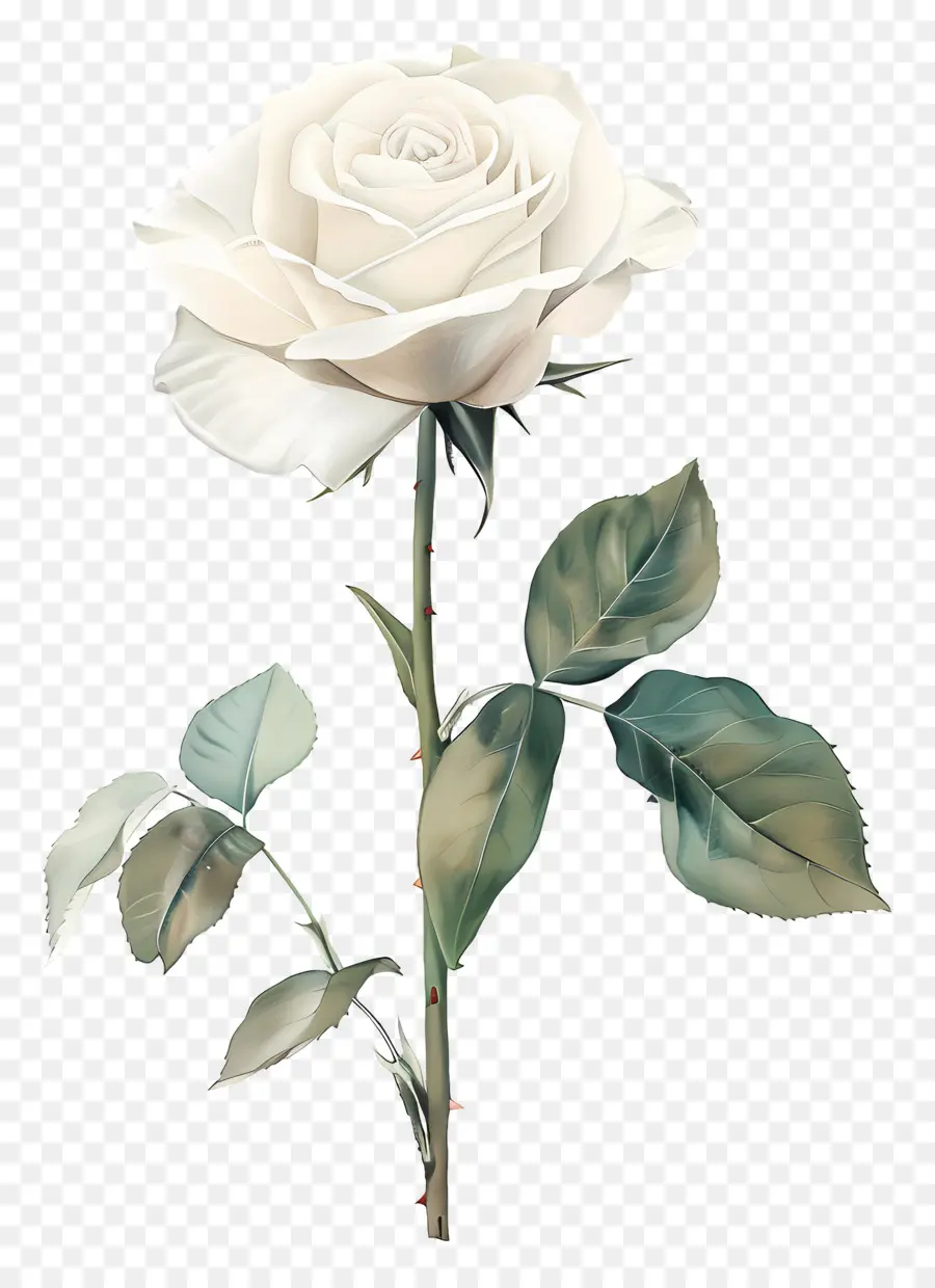 Aquarelle Rose，Rose Blanche PNG